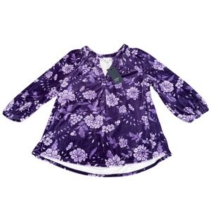 Crown & Ivy Purple Floral Peasant Blouse Top‎ Long Sleeve Womens Size M Purple